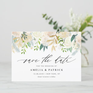 Moderne neutrale botanische slinger QR-code Save The Date