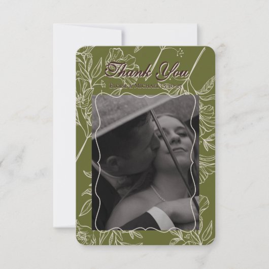 Moderne Neutrale Botanische Trouwflat Dank u Bedankkaart (Voorkant)