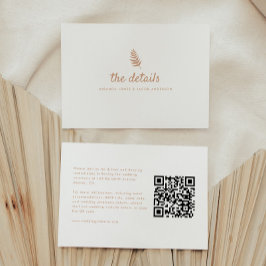 Moderne neutrale bruiloft details QR-code Informatiekaartje