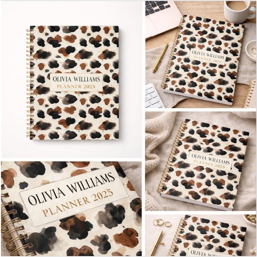 Moderne Neutrale Chocolade Koeienprint Esthetiek Planner