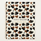 Moderne Neutrale Chocolade Koeienprint Esthetiek Planner (Voorkant)