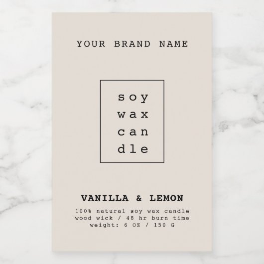 Moderne neutrale cosmetica verpakkingskaars voedselcontainer etiket (Enkel label)