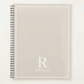 Moderne Neutrale Cream Beige Familienaam Planner (Voorkant)