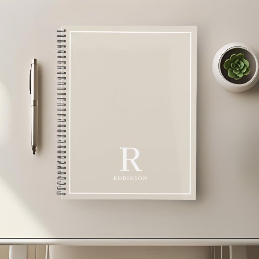 Moderne Neutrale Crème Beige Familienaam Planner