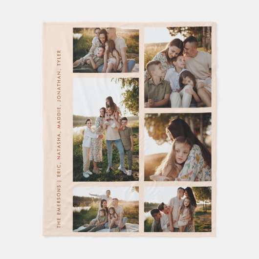 Moderne Neutrale Familie 6 Fotocollage Fleece Deken (Voorkant)