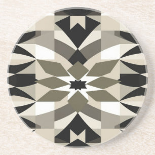 Moderne neutrale geometrische zandsteenprint Aar Zandsteen Onderzetter