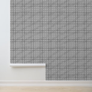 Moderne Neutrale Grijs Plaid Behang