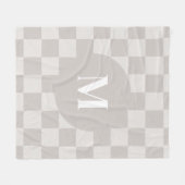 Moderne Neutrale Grijze Geruite Monogram Fleece Deken (Voorkant (Horizontaal))