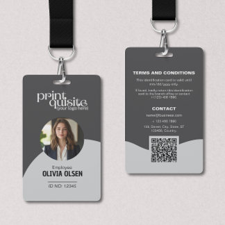 Moderne Neutrale Grijze Personeelskaart – QR Zakel Badge