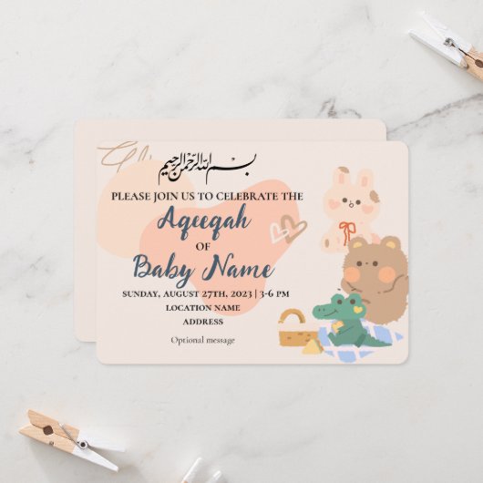 Moderne neutrale Kaart voor de uitnodigingen tot h (Voorkant / Achterkant in situ)