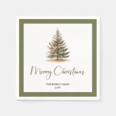 Moderne Neutrale Kerstboom Familie Servetten (Voorkant)
