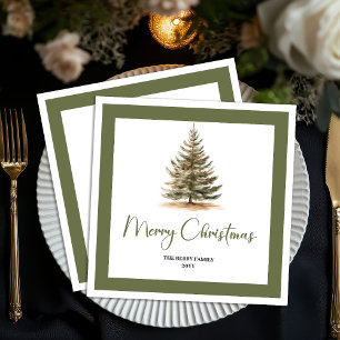 Moderne Neutrale Kerstboom Familie Servetten