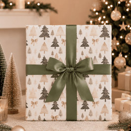 Moderne neutrale kerstboom inpakpapier