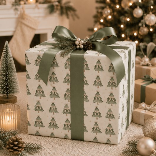 Moderne Neutrale Kerstboom Inpakpapier