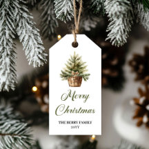 Moderne Neutrale Kerstboom Kerstcadeau Label
