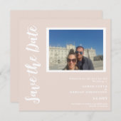 Moderne Neutrale Kleur Vlakke Vierkant Sla de datu Save The Date (Voorkant / Achterkant)