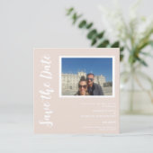 Moderne Neutrale Kleur Vlakke Vierkant Sla de datu Save The Date (Staand voorkant)