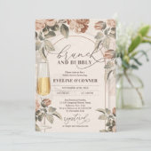 Moderne neutrale kleuren boho boog brunch en bubbe kaart (Staand voorkant)