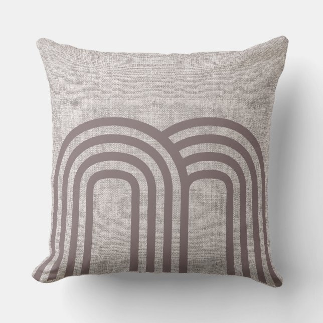 Moderne neutrale linnen monogram patroon kussen (Voorkant)