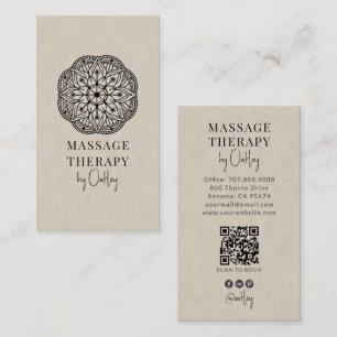Moderne Neutrale Massage Therapeut Mandala QR Code Visitekaartje
