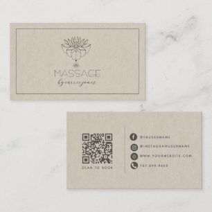 Moderne Neutrale Massagetherapeut Lotusbloem Visitekaartje