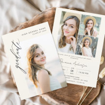 Moderne neutrale minimalistische fotoafstudeerfees