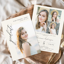 Moderne neutrale minimalistische fotoafstudeerfees kaart