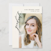 Moderne neutrale minimalistische fotoafstudeerfees kaart (Voorkant)