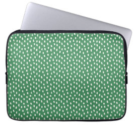 Moderne neutrale penseelstreken chic bladgroen laptop sleeve