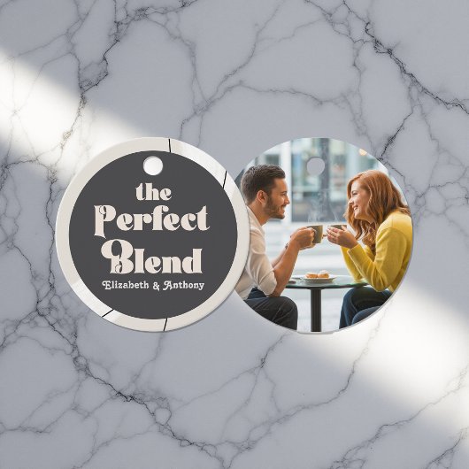 Moderne Neutrale "Perfect Blend" Boho Trouwfoto Bedankjes Labels