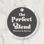 Moderne Neutrale "Perfect Blend" Boho Trouwfoto Bedankjes Labels (Voorkant)