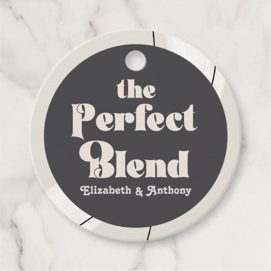 Moderne Neutrale "Perfect Blend" Boho Trouwfoto Bedankjes Labels (Voorkant)