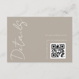 Moderne neutrale QR-code huwelijksdetails Informatiekaartje