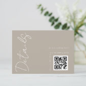 Moderne neutrale QR-code huwelijksdetails  Informatiekaartje (Staand voorkant)
