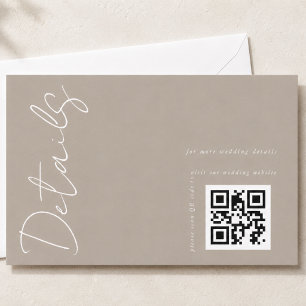 Moderne neutrale QR-code huwelijksdetails  Informatiekaartje