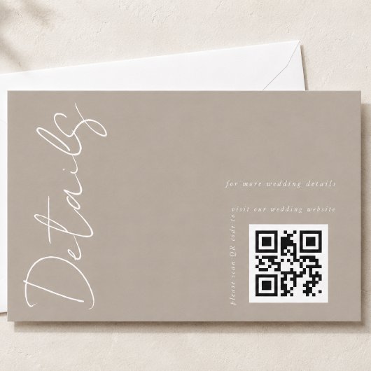 Moderne neutrale QR-code huwelijksdetails Informatiekaartje