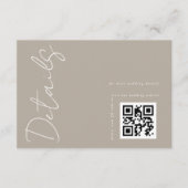 Moderne Neutrale QR-code Trouwdetails Informatiekaartje (Voorkant)