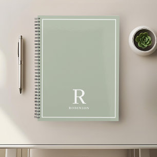 Moderne Neutrale Sage Familienaam Planner