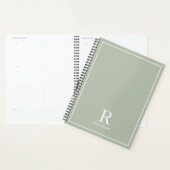 Moderne Neutrale Sage Familienaam Planner (Display)
