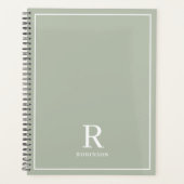 Moderne Neutrale Salie Familienaam Planner (Voorkant)