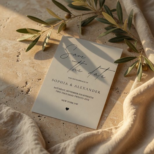 Moderne Neutrale Save the Date Kaart Minimalistisc