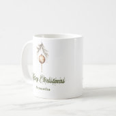 Moderne neutrale script Nordic look kerst naam Koffiemok (Voorkant links)