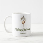 Moderne neutrale script Nordic look kerst naam Koffiemok (Links)