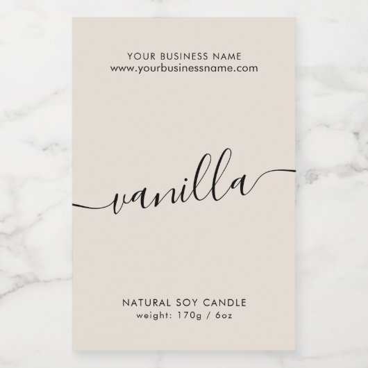 Moderne, neutrale scriptkaarsetiket voedselcontainer etiket (Enkel label)