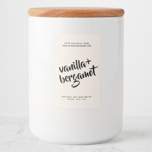 Moderne, neutrale sojafsmelt label voedselcontainer etiket (Voorkant)