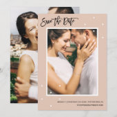Moderne Neutrale Stippen Foto Bewaar de Datum Save The Date (Voorkant / Achterkant)