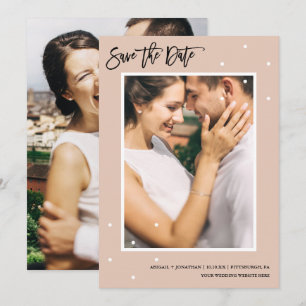 Moderne Neutrale Stippen Foto Bewaar de Datum Save The Date