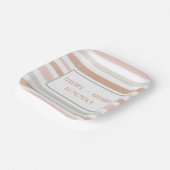  moderne Neutrale Stripes Aangepast Papieren Bordje (Gebogen)