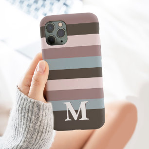Moderne Neutrale Stripes Monogram Beige Case-Mate iPhone Case