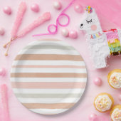  moderne Neutrale Stripes Papieren Bordje (Feest)